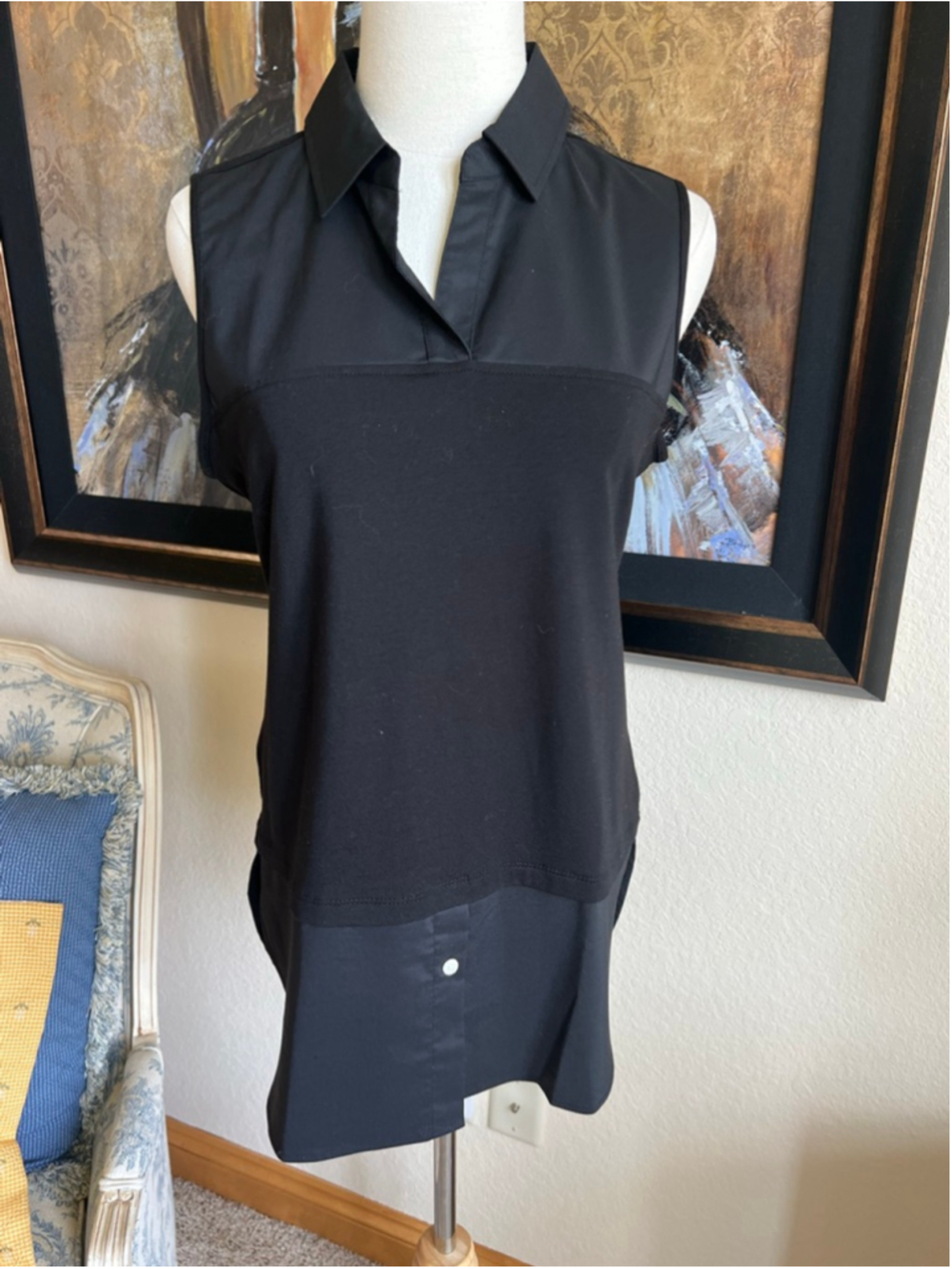 New HINSON WU Black Sleeveless Collared Tank Top S